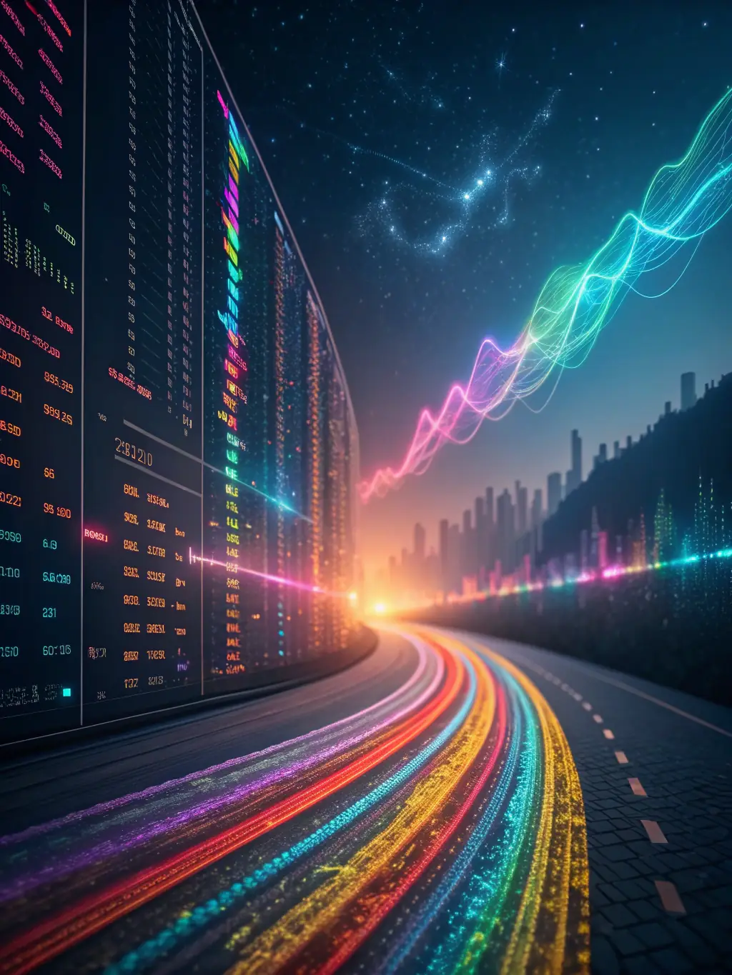 A visual representation of AI algorithms analyzing email data, illustrating FarodosFlow's AI-Powered Messaging service.