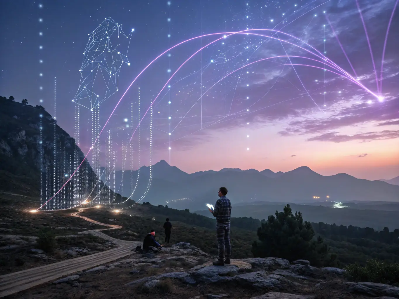 An image depicting AI algorithms analyzing data to refine email messaging, showcasing the technology behind FarodosFlow's AI-Powered Messaging service.